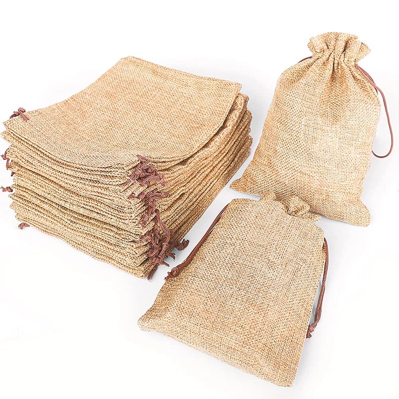 LYSXP 50PCS Burlap Bags with Drawstringï¼Œ5x7 Inch Drawstring Gift Bag Jewelry Pouches for Wedding Party Favors, DIY Craft Christmas Presents - Image 1